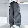 thumbnail image 5 of LvhaoGJOB Kids' Wide-Leg Pants - Soft, Elastic Waist & Pockets - Dark Gray 14-15 Years, 5 of 5