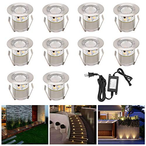 RNEHON LED Deck Lights Waterproof IP67 Lamp Low Voltage 10 pcs White LED In-ground Lighting Outdoor Garden Yard Pathway Patio Step Stairs Landscape Decor Lamps - Walmart.com