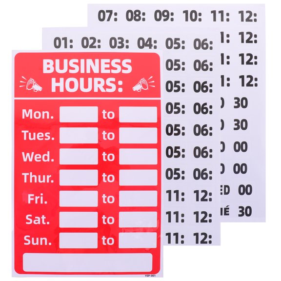 BESTONZON 2Pcs PVC Red Open Closed Business Hours Sign for Shop Door Adhesive Waterproof Store Operation Display