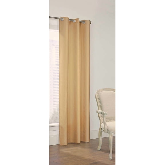 Hotel Quality Gold Solid Thermal Foam Lined Blackout Curtains, 37” x 95”