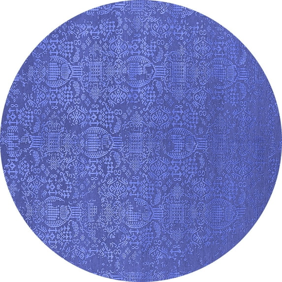 Ahgly Company Indoor Round Oriental Blue Industrial Area Rugs, 7' Round