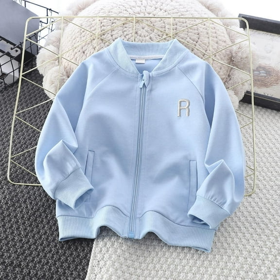 AUNVITO Kids Zip-Up Hoodie Loose Fit Cotton Casual Jacket with Pockets for 2-10Y Boys & Girls