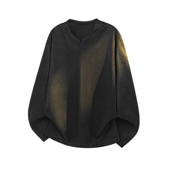 Men's T Shirts Long Sleeve V Neck Shirt Loose Fit Black Shirts Summer T Shirts for Men