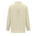 thumbnail image 4 of AherBiu Long Sleeve Shirts for Women Button down Lapel V Neck Cotton Linen Tops Lightweight Blouse, 4 of 5