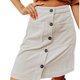 thumbnail image 2 of Falda con botones para mujer, cintura alta, elegante, color puro, falda hasta la rodilla para fiesta, Bar, viajes, Beige, XXL, 2 of 5