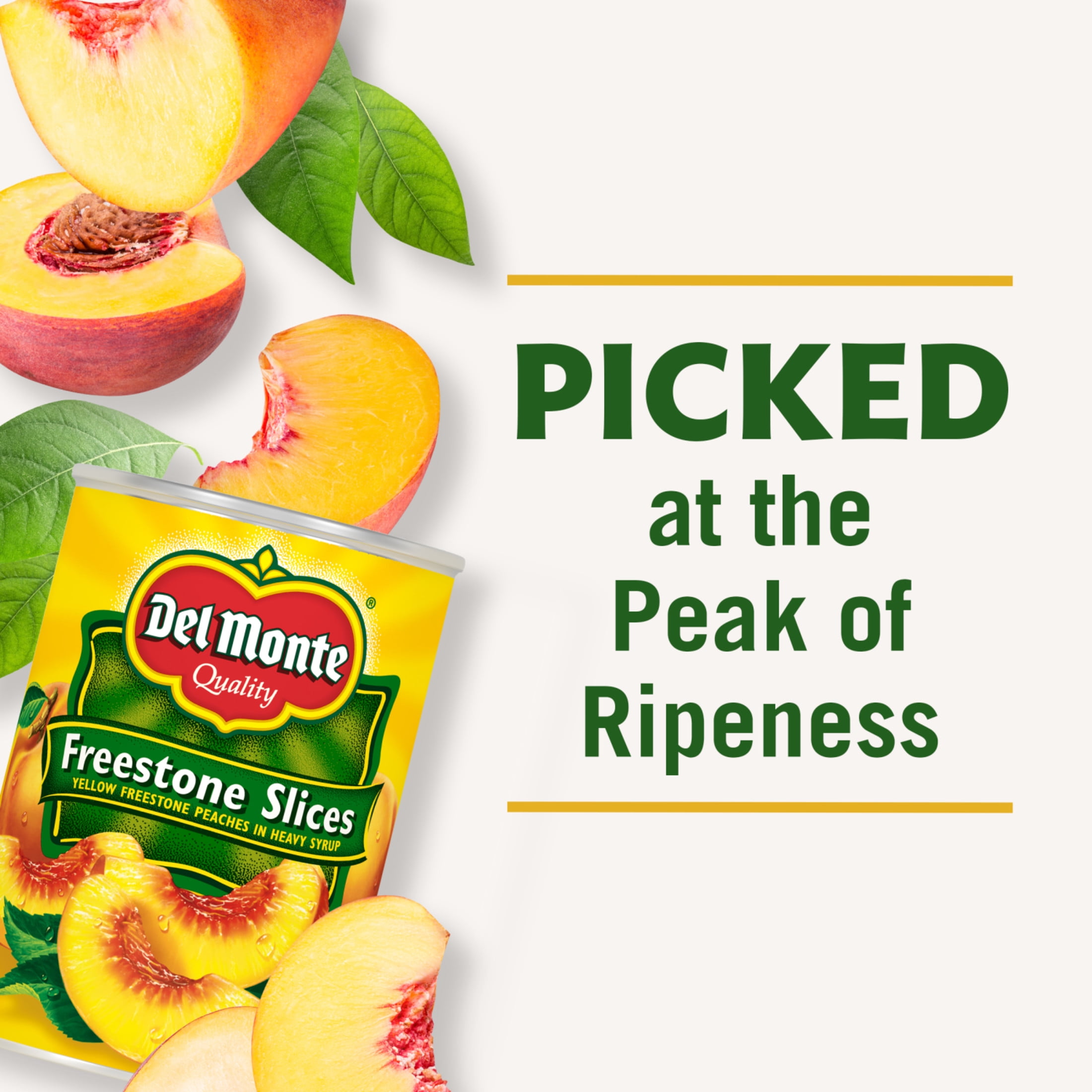 (12 pack) Del Monte Yellow Freestone Sliced Peaches, Canned Fruit, 15.25 oz Can