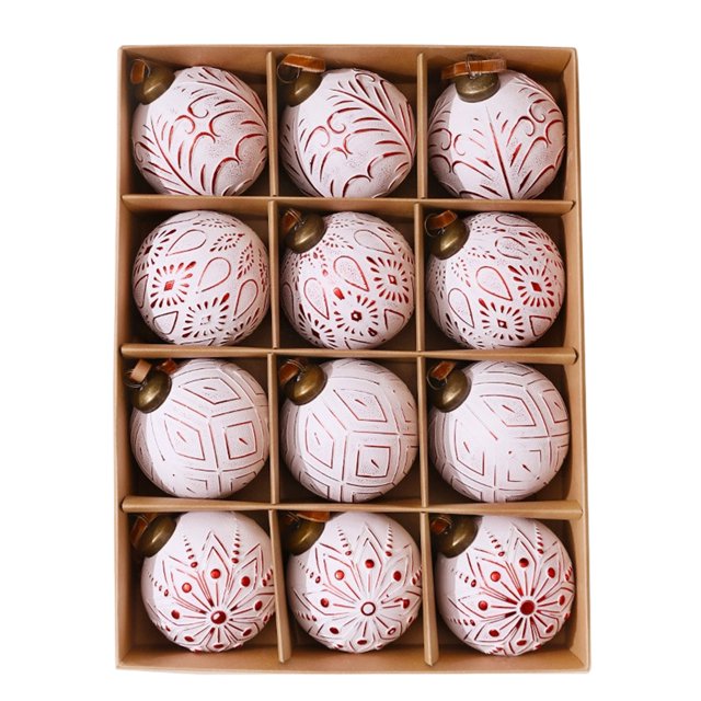 CLLC 12 adornos navideños rústicos vintage de 3 pulgadas - Juego de adornos navideños grandes, irrompibles y neutros, decoración navideña de granja para árbol de Navidad, fiesta en casa (C)