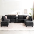 thumbnail image 3 of 136 '' Modern U-Shaped Modular Sectional Sofa, Couch with Center Console, Cup Holders, Storage Ottoman, and Built-in USB Charger, 3 of 9