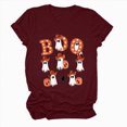 thumbnail image 4 of TOWED22 Halloween Boo Shirts for Women Funny Halloween Ghost Tshirts Fall Spooky Pumpkin Gift Top(Wine,S), 4 of 5
