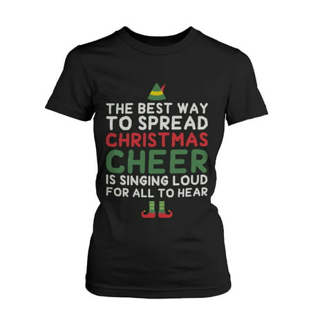 Women's Funny Graphic Tees - Best Way to Spread Christmas Cheer Cotton (Best Way To Orgasm Men)