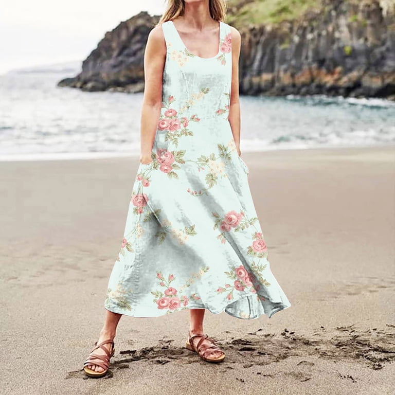 chinese dress ladies Plus Size Paisley Floral Tank Maxi Dress – 2020AVE main image 0