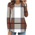 thumbnail image 2 of Women's Leisure Long Sleeve Round Neck Printed T Shirt Fashion Casual Loose Top for Winter, 2 of 8