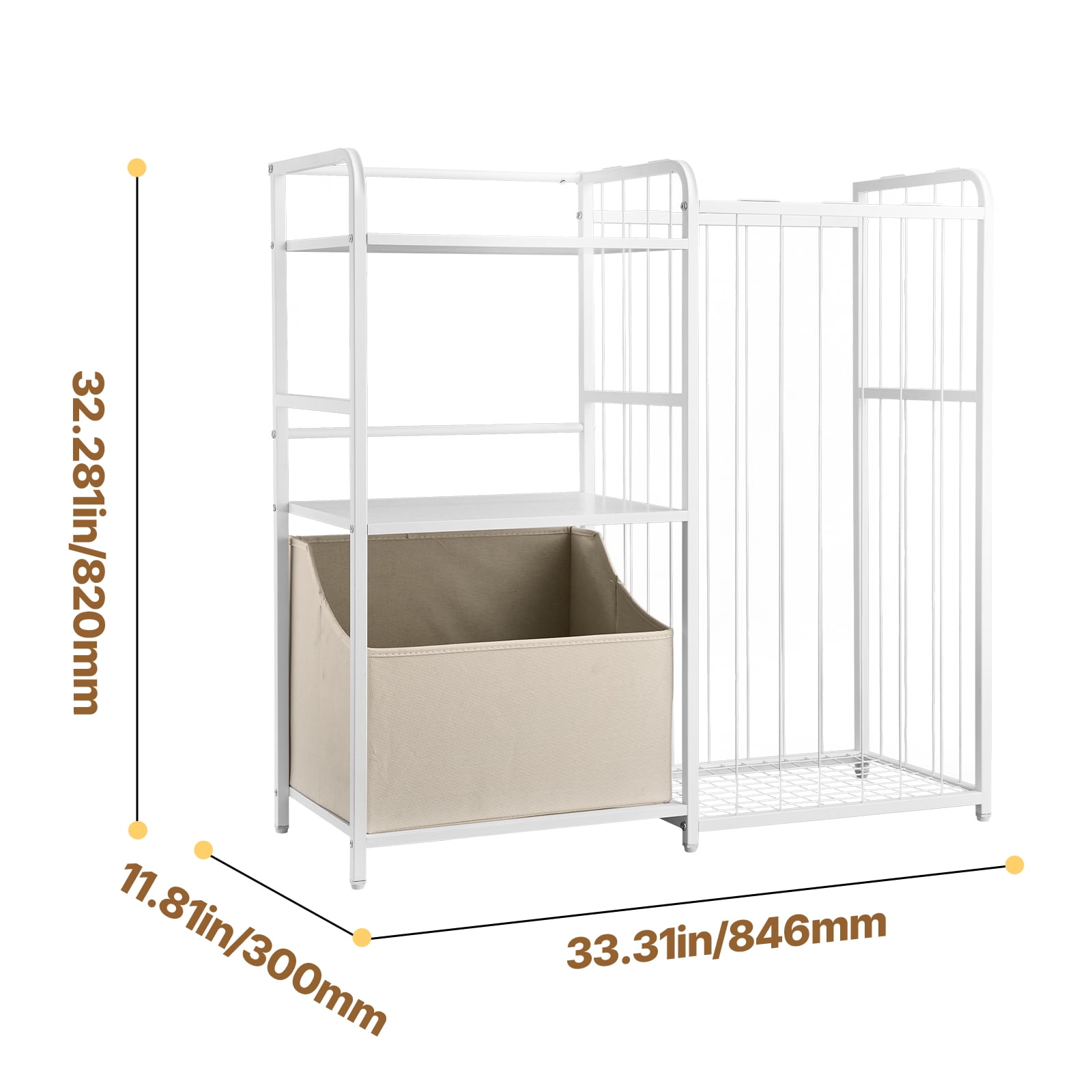 KFFKFF Kids Bookshelf and Toy Organizer, 2-Tier Storage Shelf with Fabric Bin, Ideal for Books, Toys, and More in Kids' Rooms, Living Rooms, Entryways, Nurseries, and Preschools, White