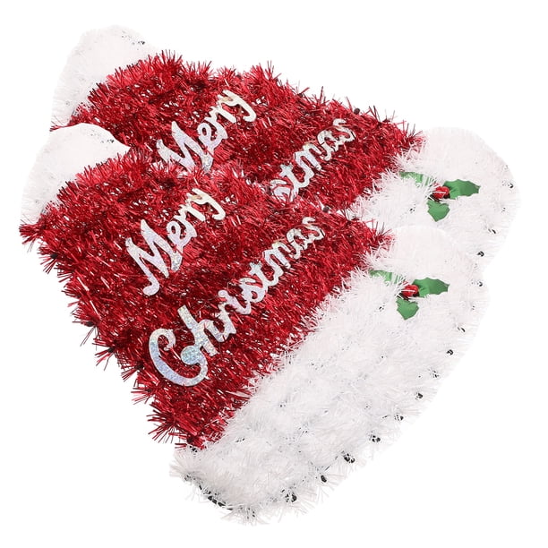 2 colgantes decorativos con flecos para gorros de Papá Noel navideños, adornos para escaparates, decoración del hogar