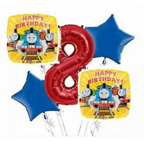 Thomas the Tank Balloon Bouquet 8th Birthday 5 pcs - Party Supplies