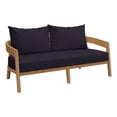 thumbnail image 2 of Modway Brisbane Modern Teak Wood/Fabric Patio Loveseat in Navy/Natural, 2 of 9