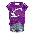 thumbnail image 5 of Women's Sporty Rugby Inspired Tee Short Sleeve Round Neck Casual Top Purple XL, 5 of 5