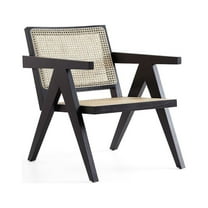 Manhattan Comfort Hamlet Solid Ash Wood Accent Chair in Black & Natural