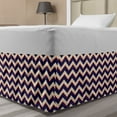 thumbnail image 1 of Navy Bed Skirt, Zigzag Striped Design in Modern Colors with Art Fashion Chevron Lines Pattern, Elastic Bedskirt Dust Ruffle Wrap Around for Bedding Decor, 4 Sizes, Purple Tan Red, by Ambesonne, 1 of 2
