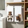 thumbnail image 5 of 2-Pack Funny Bison Bathroom Hand Towels, Cute Animal Themed Absorbent Decor Towel Set, Rustic Farmhouse Kitchen Dish Cloths for Housewarming Gift, 5 of 6