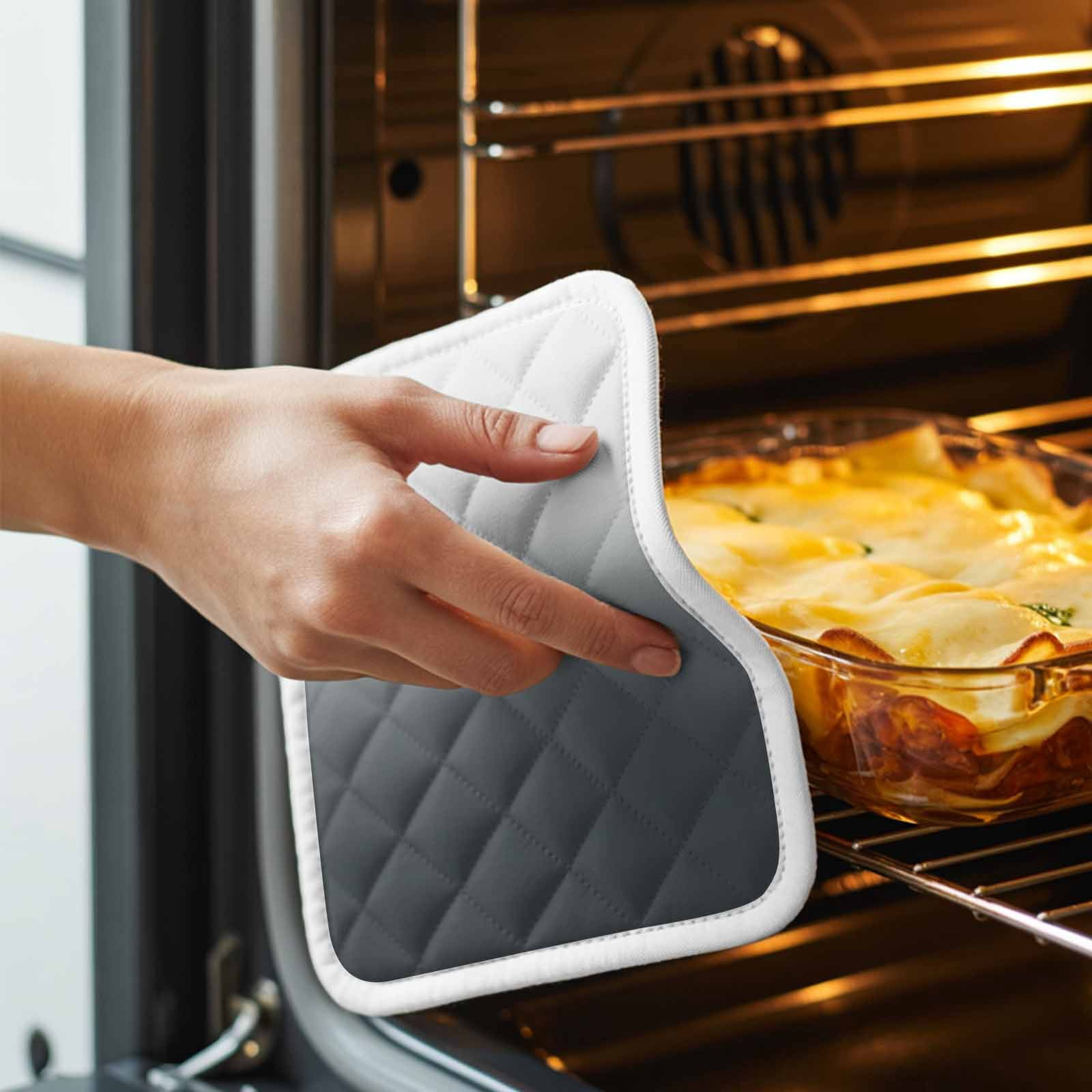 Grey Ombre Pot Holders for Kitchen Heatproof Potholder, 5 Pack Gray White Gradient Modern Abstract Art Hot Pads Multipurpose Oven Pads Cloth Potholders Trivet for Cooking Baking