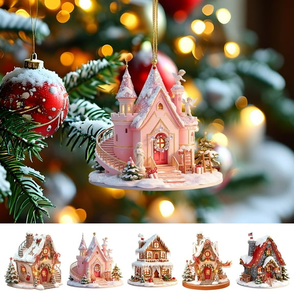Christmas Ornaments 3.19inch Gingerbread House Ornaments For Christmas Tree 3.19inch Exquisite Acrylic Gingerbread Hanging Ornaments for Xmas Tree Party Supplies Crafts Keepsake Gifts
