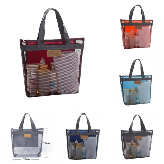 Limei Mesh Shower Caddy Bag, Quick Dry Portable Tote Bag with Zipper and Inner Pocket, Lightweight Bath Organizer for College Dorm Bathroom, Swimming, Gym, Beach, Travel (Red)