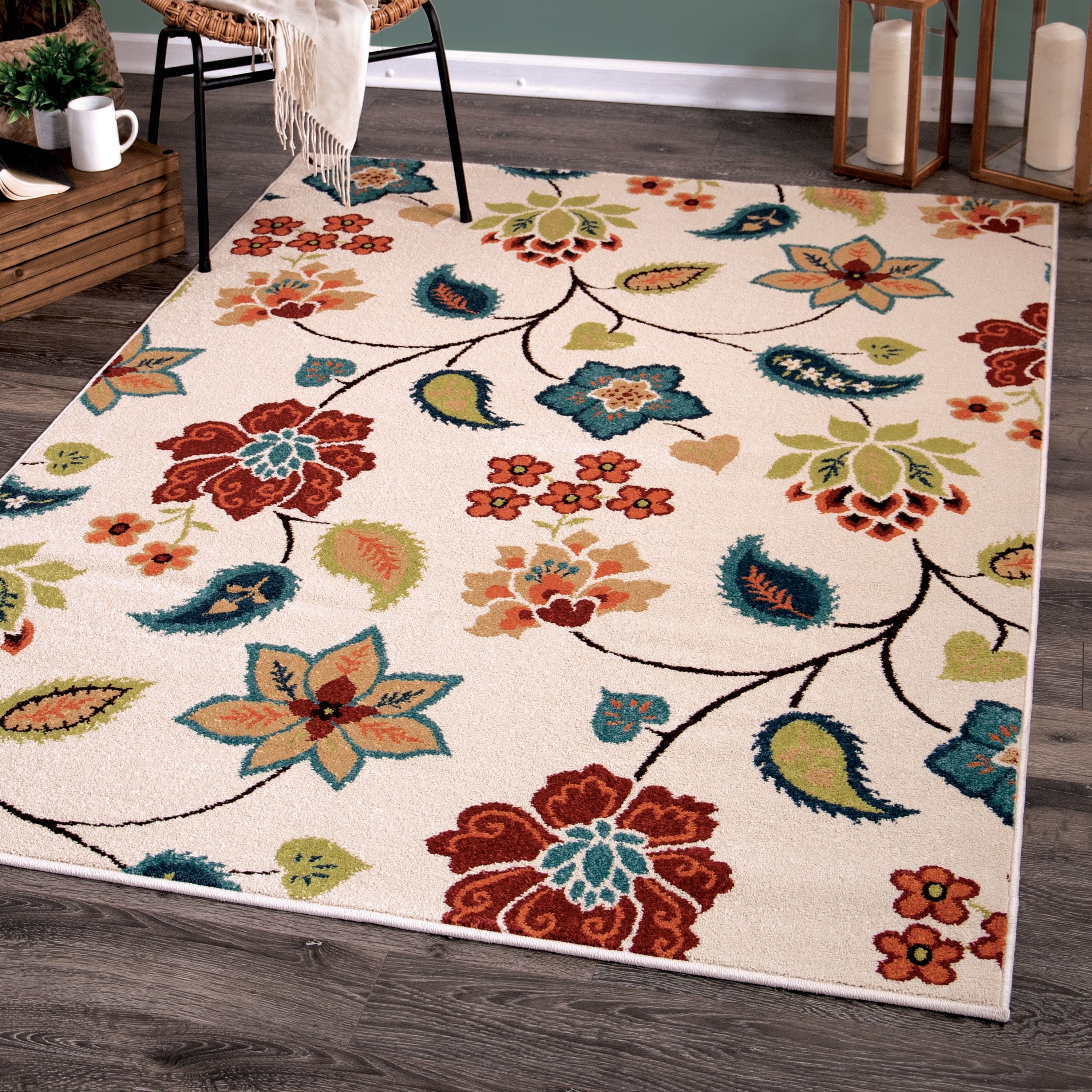 Orian Garden Chintz Woven Olefin Area Rug