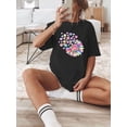 thumbnail image 1 of Graphic Valentine'S Day Hearts and flowers Print T-shirt, Short Sleeve Crew Neck Casual Top For Summer & Spring, Women'S Clothing, 1 of 6