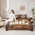thumbnail image 4 of Castle Fairy Vintage Winter Deer Full Size Bedding Sets 7 Pieces,Jungle Animal Full Size Bed in a Bag,Warm Brown White,Black Reversible, 4 of 7