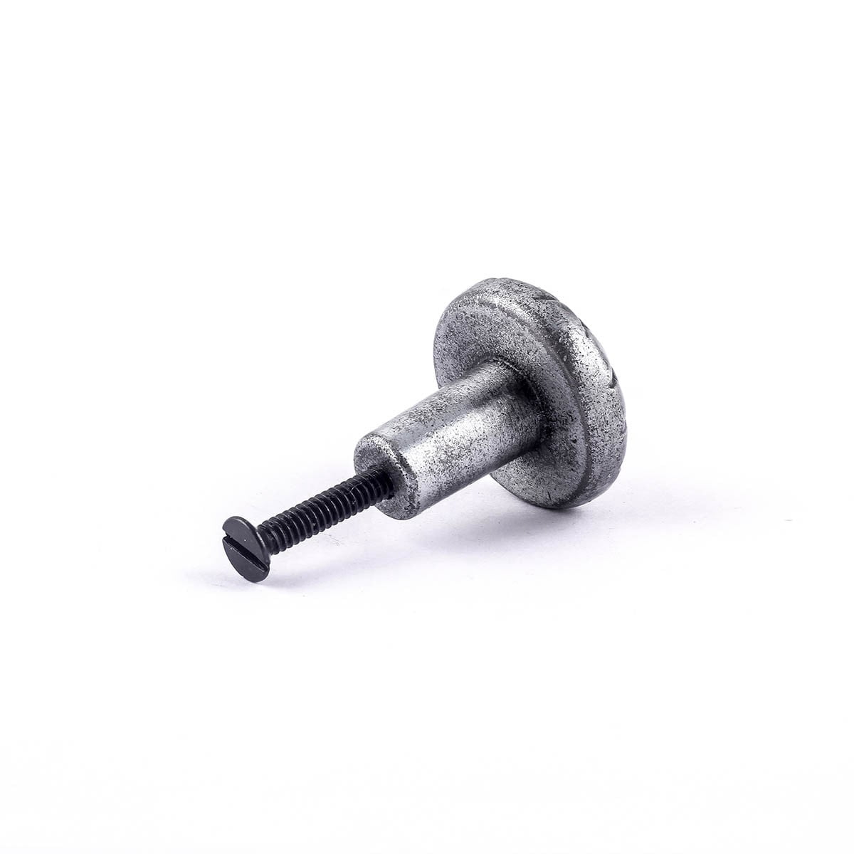 Renovators Supply Round Iron Kitchen Cabinet Knob Pull Decorative Brick Style Pewter Finish Vintage Metal Knobs for Kitchen Cabinet, Dresser or Drawer Pull Handle w/Screws Pack of 4