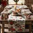 thumbnail image 4 of Sm:)e Jesus Nativity, Poinsettia Cross Christmas Table Runner , 13 x 72 Inch Beige Farmhouse Table Decor, Universal for Indoor Outdoor Kitchen, Home & Party Decoration, 4 of 7
