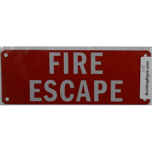 FIRE Escape Sign (RED Reflective, Aluminium 3X8,Rust Free)