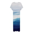 thumbnail image 4 of SMihono Robe Maxi Bohème d'Été pour Femmes Grande Taille Robe Maxi pour Femmes Plage Vacances Décontractée Ample Longue Robe Manches Courtes Robes d'Été avec Fente Robe Évasée de Plage, 4 of 5