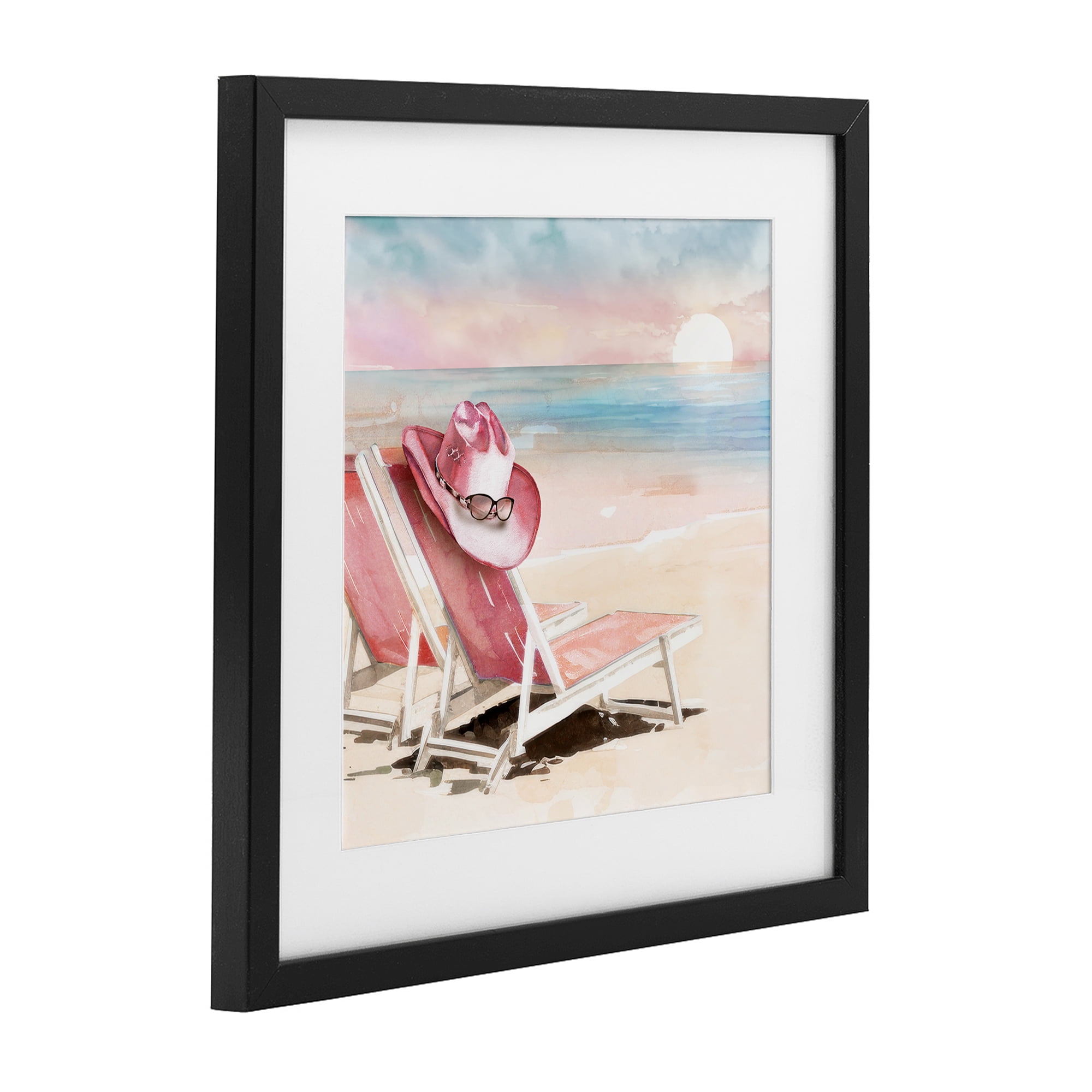 Stupell Industries Blush Pink Beach Chairs Black Framed Print Under Glass, design by Paul Mathenia