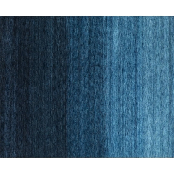 Ahgly Company Machine Washable Indoor Rectangle Contemporary Deep-Sea Blue Area Rugs, 7' x 10'