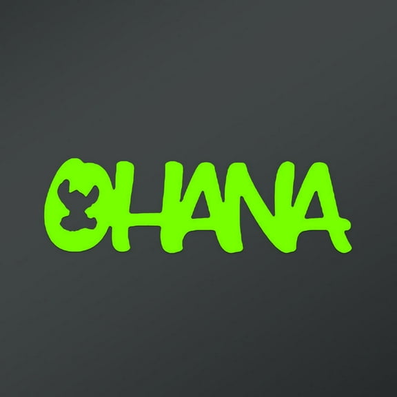 Lilo And Stitch Inspired Ohana Family Decal Sticker | 7-Inches By 2-Inches | Lime Green Vinyl