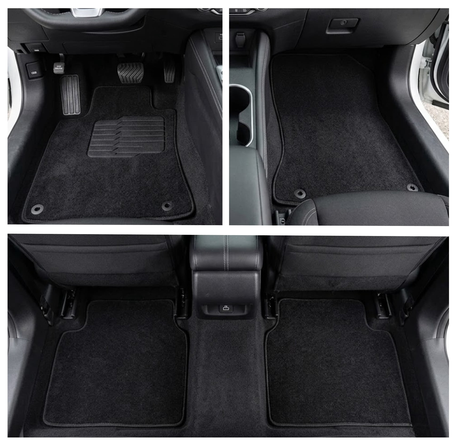 Carpet Floor Mats Fit for 2019 to 2025 Nissan Altima with Driver Heel Pad, Safety Locks, Front and Rear Set, Black