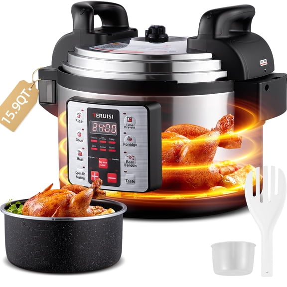 15.9 Qt/15L Commercial Pressure Cooker, 8-in-1 Multifunctional Large Capacity Electric Pressure Canner, 1700W with Non-Stick Pot, Slow Cooker & Rice Cooker