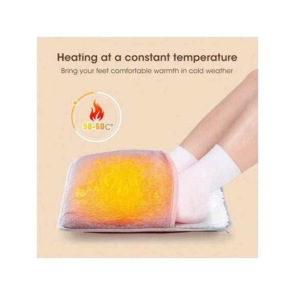 Washable USB Foot Warmer Heating Pad Flannel Electric Foot Warmer Home Warm Slippers Winter Warmth Thickened Design Comfortable Fit Office Workers Elderly Care