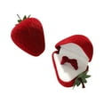thumbnail image 2 of Strawberry-Shaped Velvet Ring Box - Adorable Jewelry Gift Box with Bow for Engagement Rings, Proposal & Display, 2 of 7