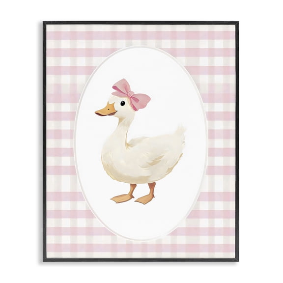 Stupell Industries Pink Gingham Duckling Black Framed Giclee Art, design by Arlington Prints