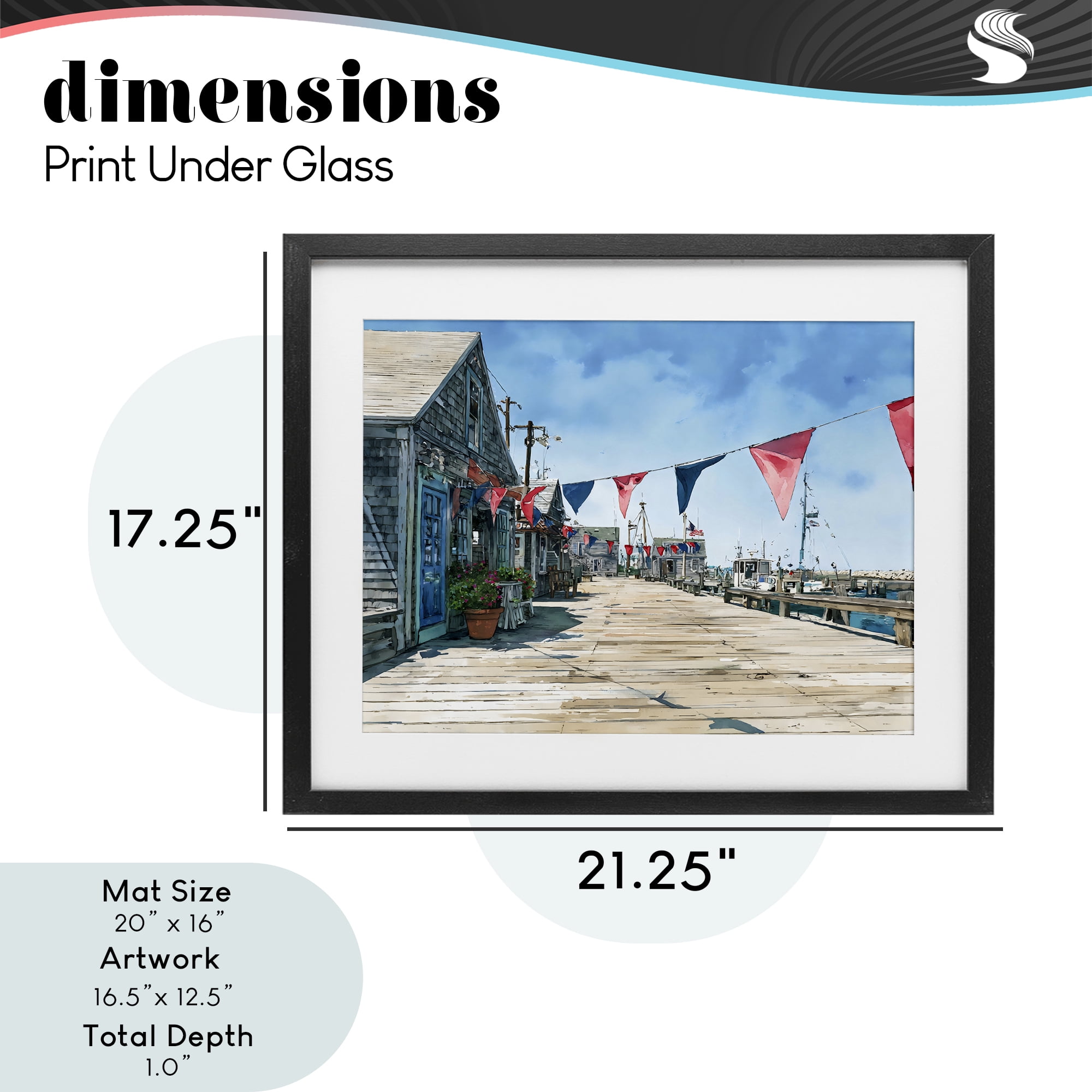 Stupell Industries Seaside Fishing Wharf Black Framed Print Under Glass, design by Franklyn Gregory