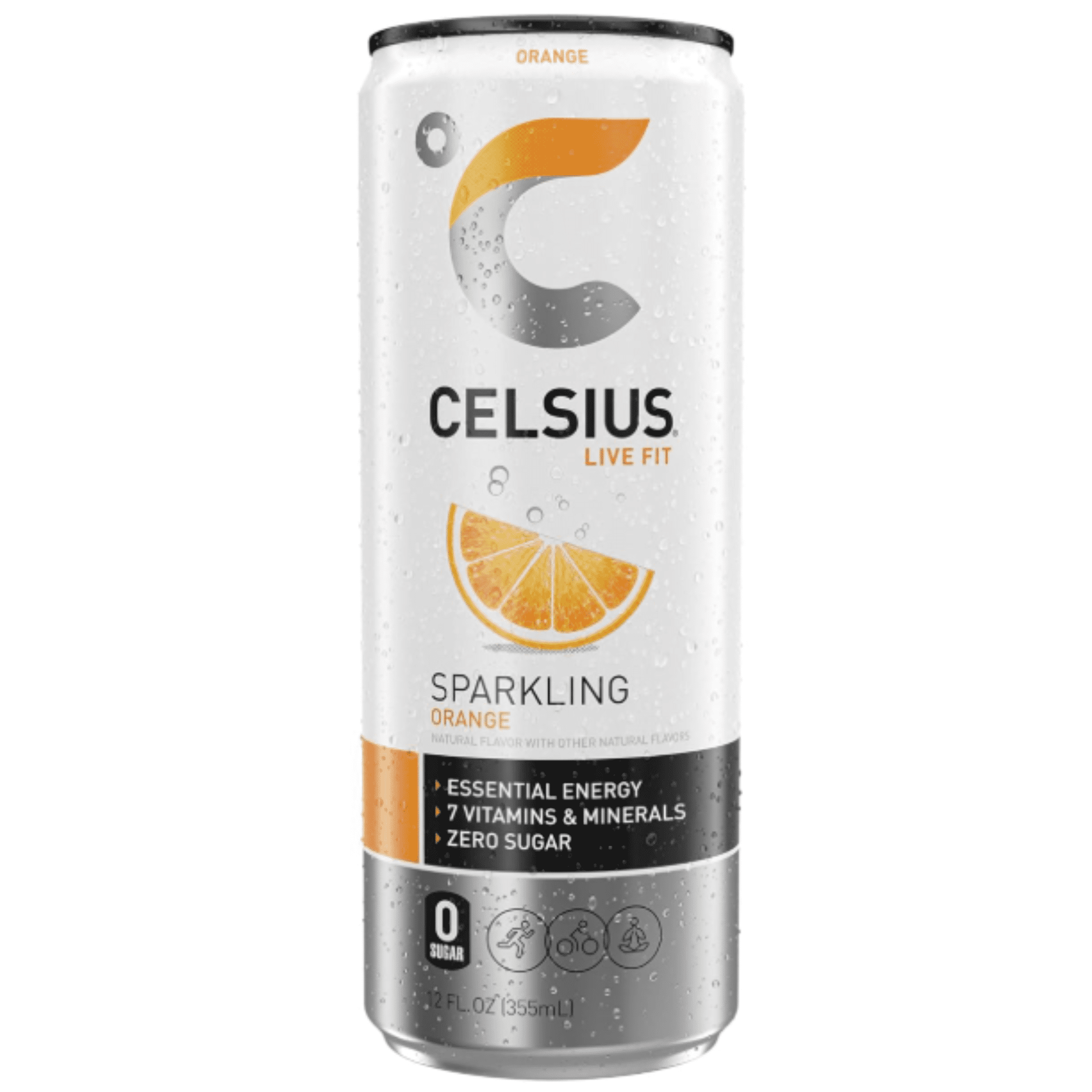 (3 pack) CELSIUS Sparkling Orange, Functional Energy Drink 12 fl oz Single Can