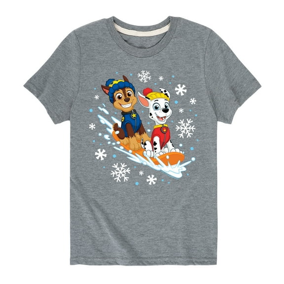 Paw Patrol - Chase Marshall Sledding - Toddler And Youth Short Sleeve Graphic T-Shirt