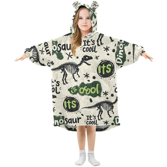 joogoo Wearable Blanket Hoodie for Dinosaur Graffiti Oversized Sherpa Hooded 3-14 YR M