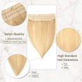 thumbnail image 4 of ZHAOCHENG Extensiones de cabello humano, una pieza de cabello con línea de pescado invisible, natural con línea transparente, color piano, rubio claro a rubio playa P16-613, 60 g, 16 pulgadas, 4 of 5