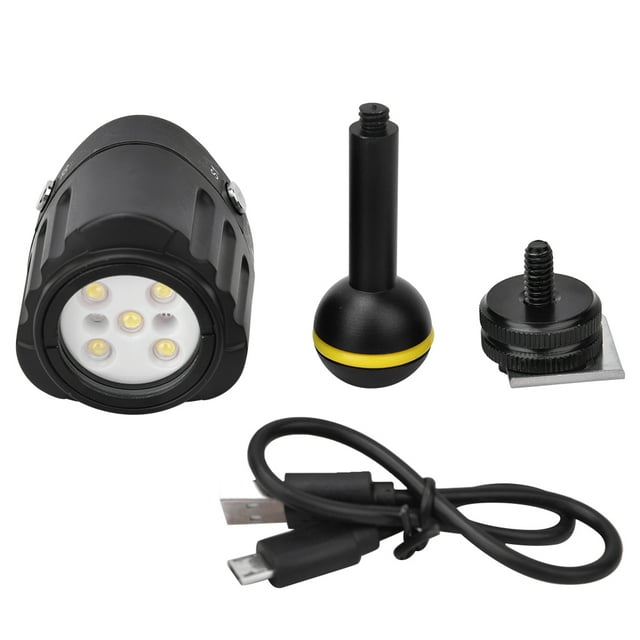 Luz de relleno LED para buceo SL-18 de 40 m/130 pies con batería, 7500 K, 1000 lm, grado de impermeabilidad IPX8