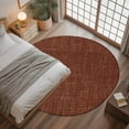 thumbnail image 3 of Dark Brown 4ft Round Rug, Farmhouse Burlap Solid Brown Color Modern Linen Texture Non-Skid Rubber Backing Large Area Rugs - Living Room Bedroom Home Office, Indoor Floor Mat Carpets Washable Rug, 3 of 9