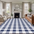 thumbnail image 2 of Vintage Navy Area Rugs 5x7 ft Blue Buffalo Checked Plaid Washable Rug Non Slip Indoor Carpet Absorbent Floor Mat for Living Room Bedroom Dining Room, 2 of 9